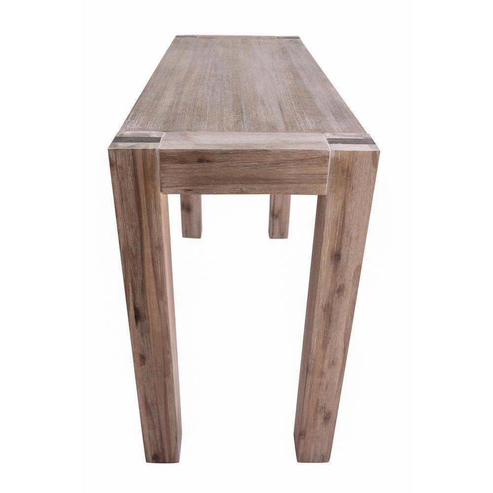 Alaterre Furniture 40 in. Brushed Driftwood Rectangle Wood Console Table with Metal Inset