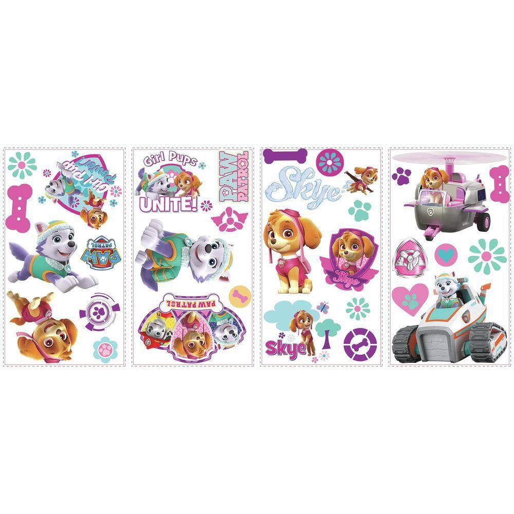 RoomMates 5 in. W x 11.5 in. H Paw Patrol Girl Pups 30-Piece Peel and Stick Wall Decal
