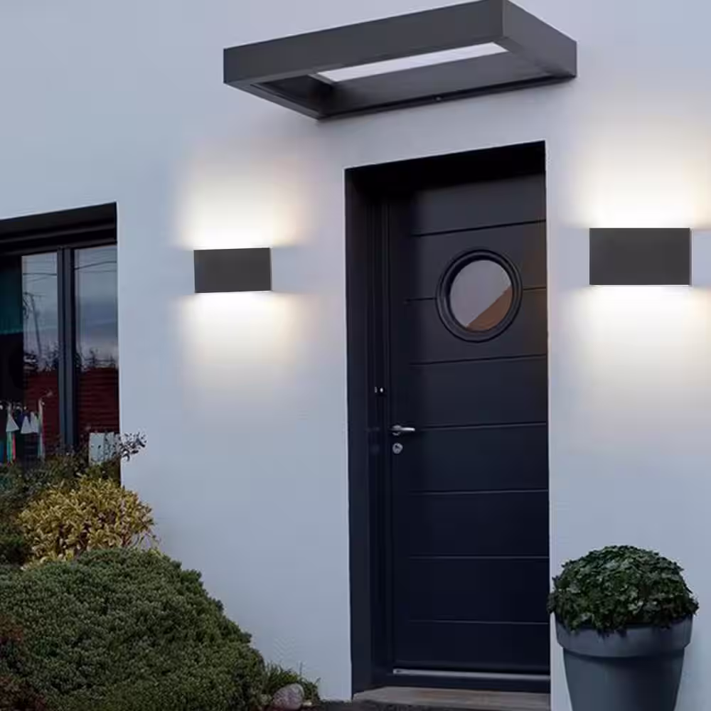 None 2-Light Black Hardwired Aluminum LED Outdoor Wall Lantern Sconce 1-Pack