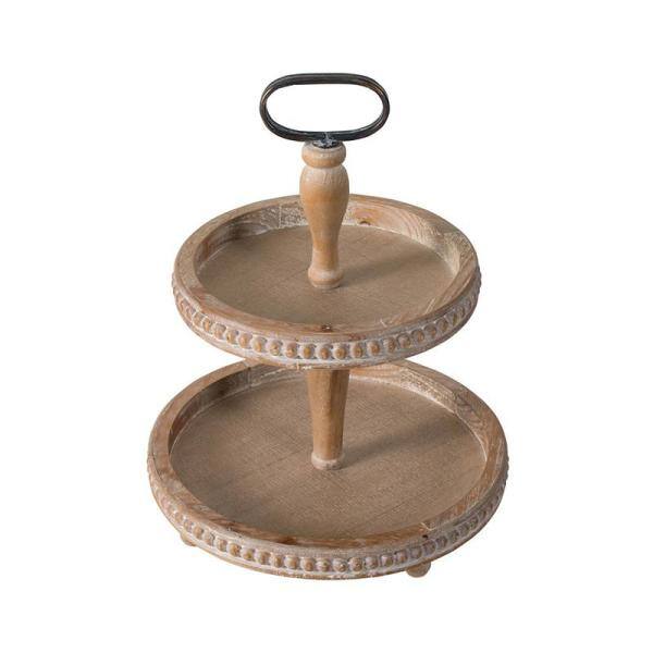 A & B Home Whitewash Natural and Black Decorative Tray
