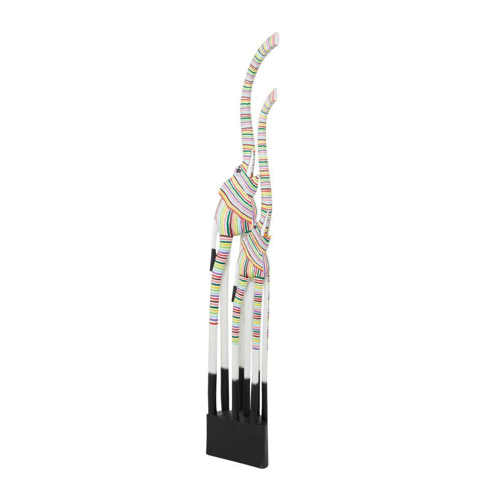 Litton Lane Multi Colored Wood Handmade Elephant Sculpture