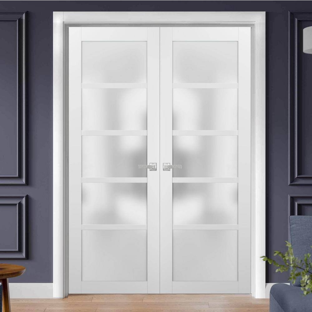 Sartodoors 64 in. x 80 in. Single Panel White Finished Pine Wood Interior Door Slab with Hardware