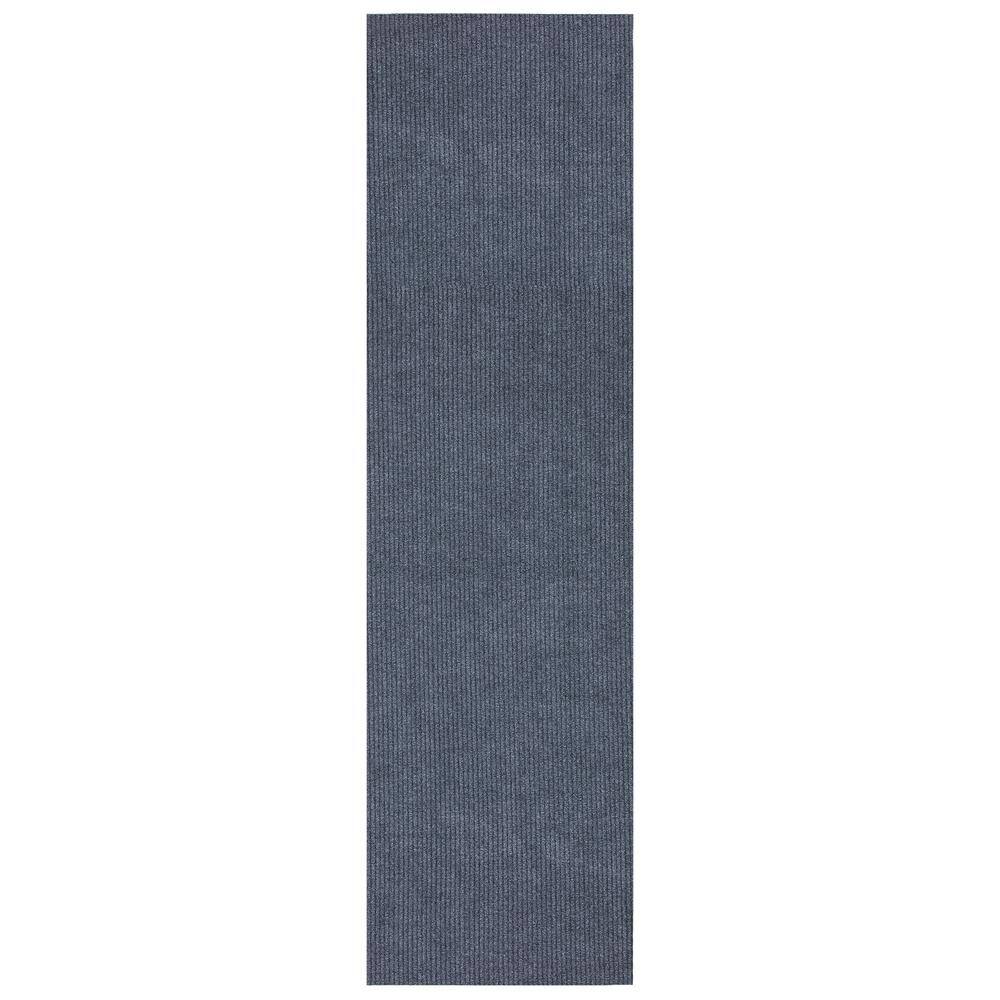 Sweet Home Stores Ribbed Waterproof Non-Slip Rubber Back Solid Runner Rug 2 ft. W x 28 ft. L Gray Polyester Garage Flooring