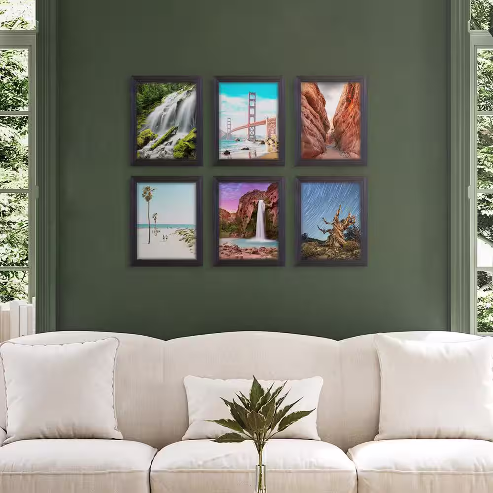 None Textured 8 in. x 10 in. Black Picture Frame (Set of 6)