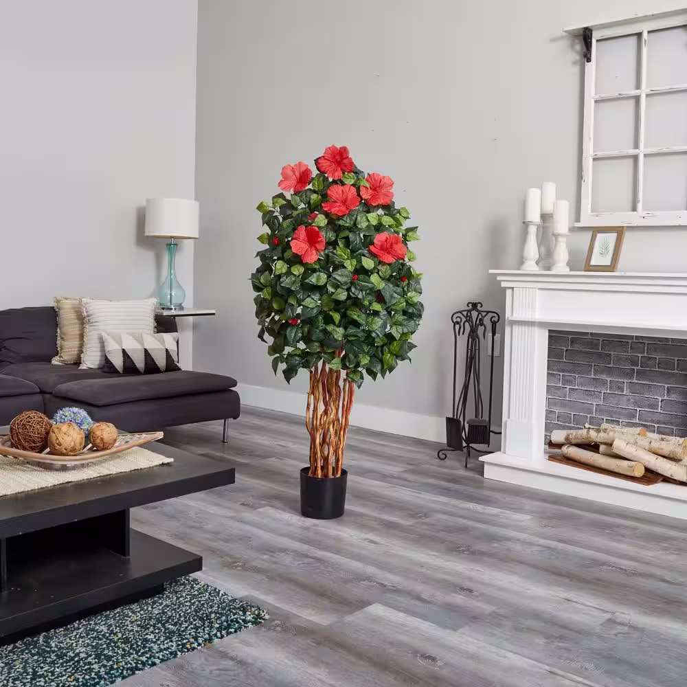 Nearly Natural 5 ft. Hibiscus Artificial Tree