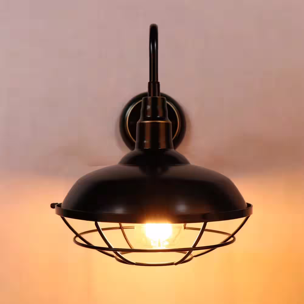 None 1-Light Imperial Black Outdoor Wall Lighting Wall Mount Barn Light Sconce