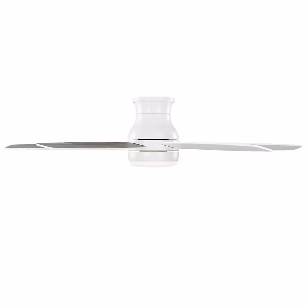 Hampton Bay Ashby Park 60 in. White Changing Integrated LED Matte White Indoor Ceiling Fan with Light and Remote Included