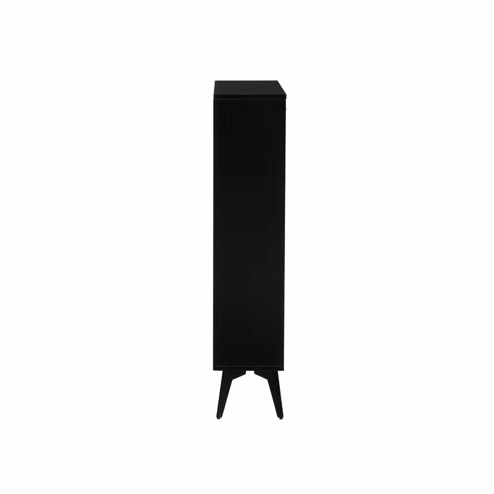 Huluwat 43 in. H x 9 in. W x 31 in. D Black MDF Shoe Storage Cabinet with Flip Drawers