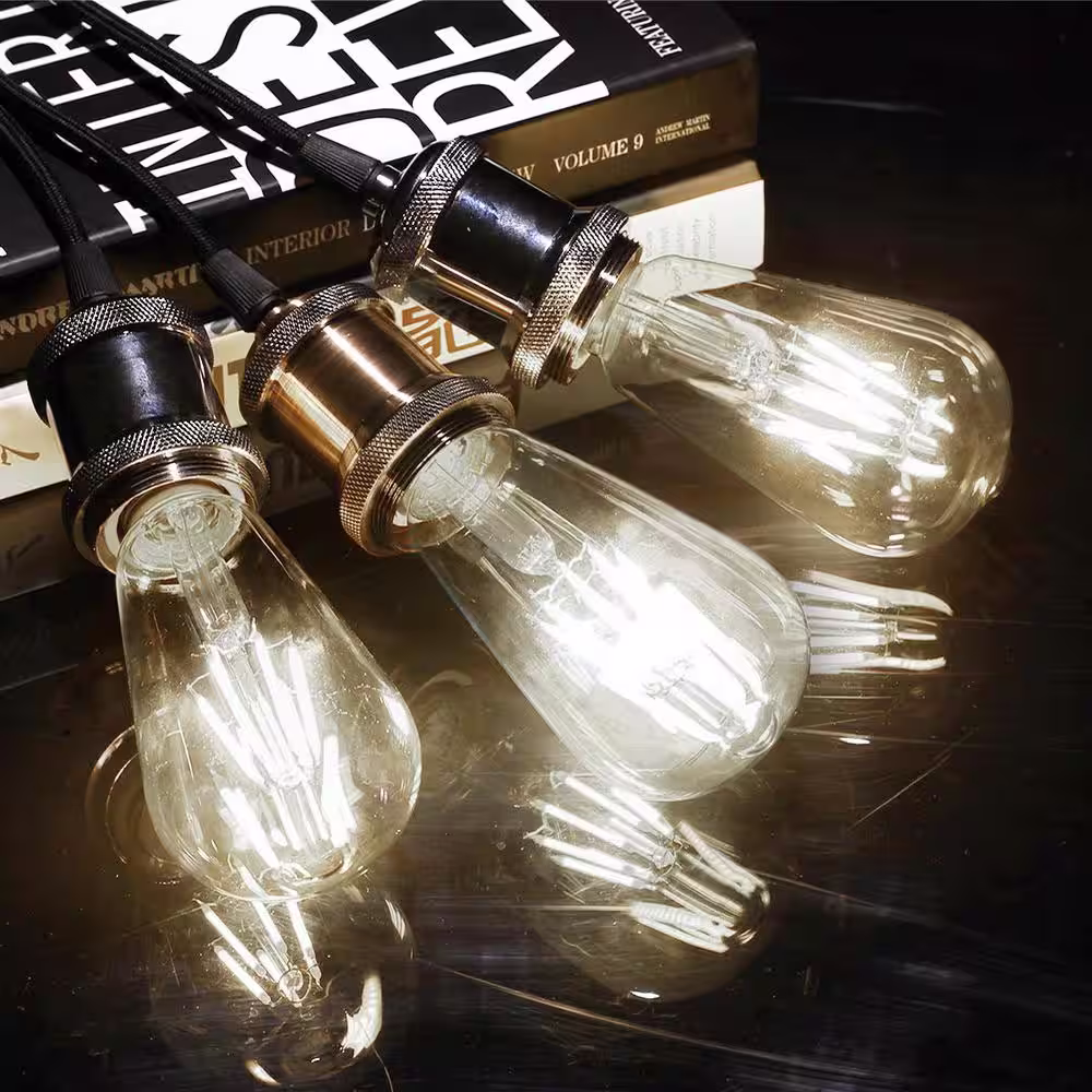 YANSUN ST64 E26 Medium Base 100 Watt Equivalent Vintage LED Edison Filament Light Bulb in Neutral White (8-Pack)