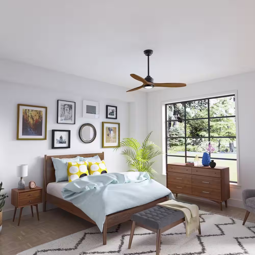 Hunter Melbourne 52 in. Integrated LED Indoor Matte Black Ceiling Fan with Light Kit and Remote Control