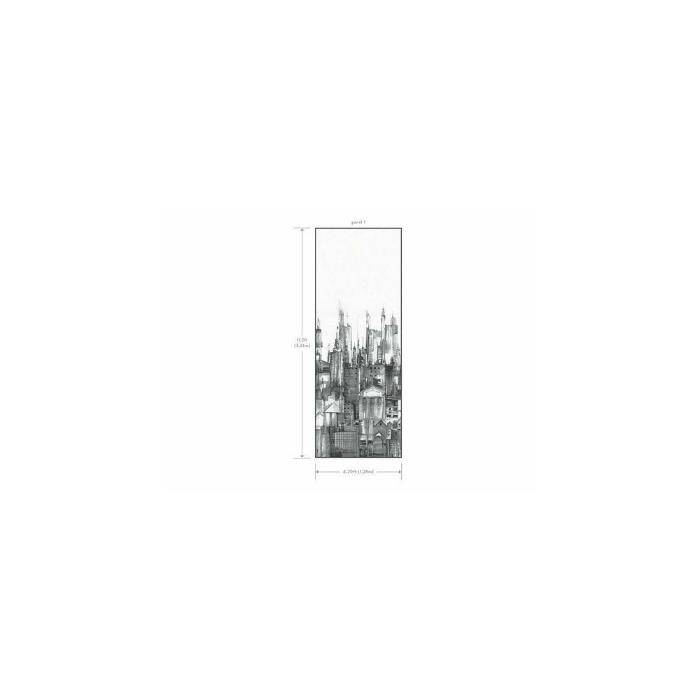 York Wallcoverings Black Cityscape Mural