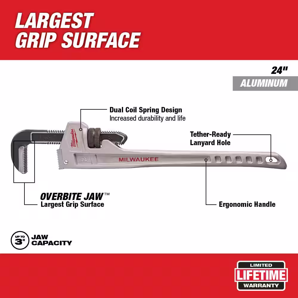 Milwaukee 24 in. Aluminum Pipe Wrench