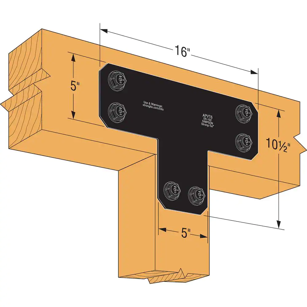 Simpson Strong-Tie Outdoor Accents Avant Collection ZMAX, Black Powder-Coated T Strap for 6x6 Lumber