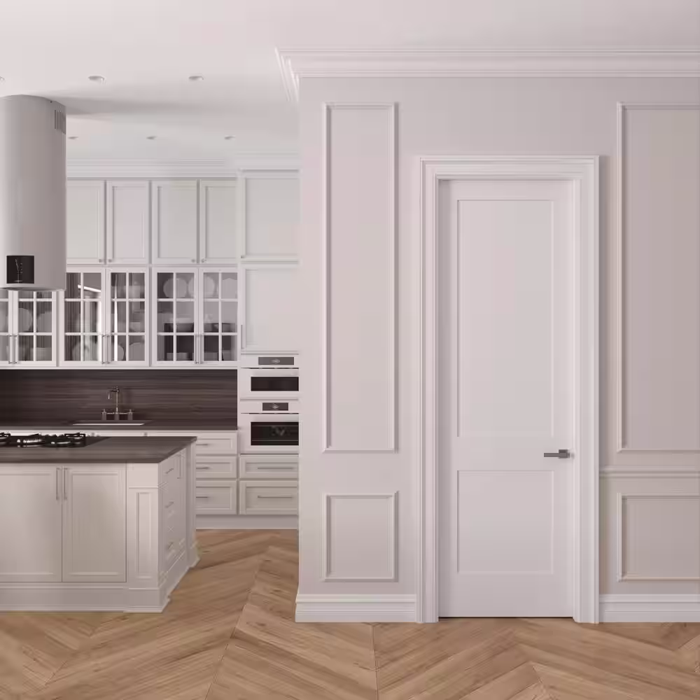 None 30 in. x 96 in. Left-Handed Solid Core Primed White Composite Single Prehung Interior Door Oil Rubbed Bronze Hinges