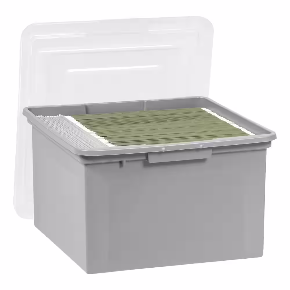 IRIS 37 qt. Gray Snap Tight Plastic Letter and Legal File Organizer Box (Pack of 3)