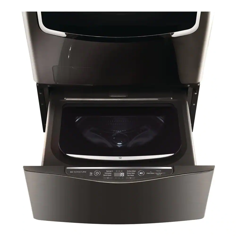 LG SIGNATURE 29 in. 1.0 cu. ft. SideKick Pedestal Front Load Washer w/TWINWash System Compatibility in Black Stainless Steel