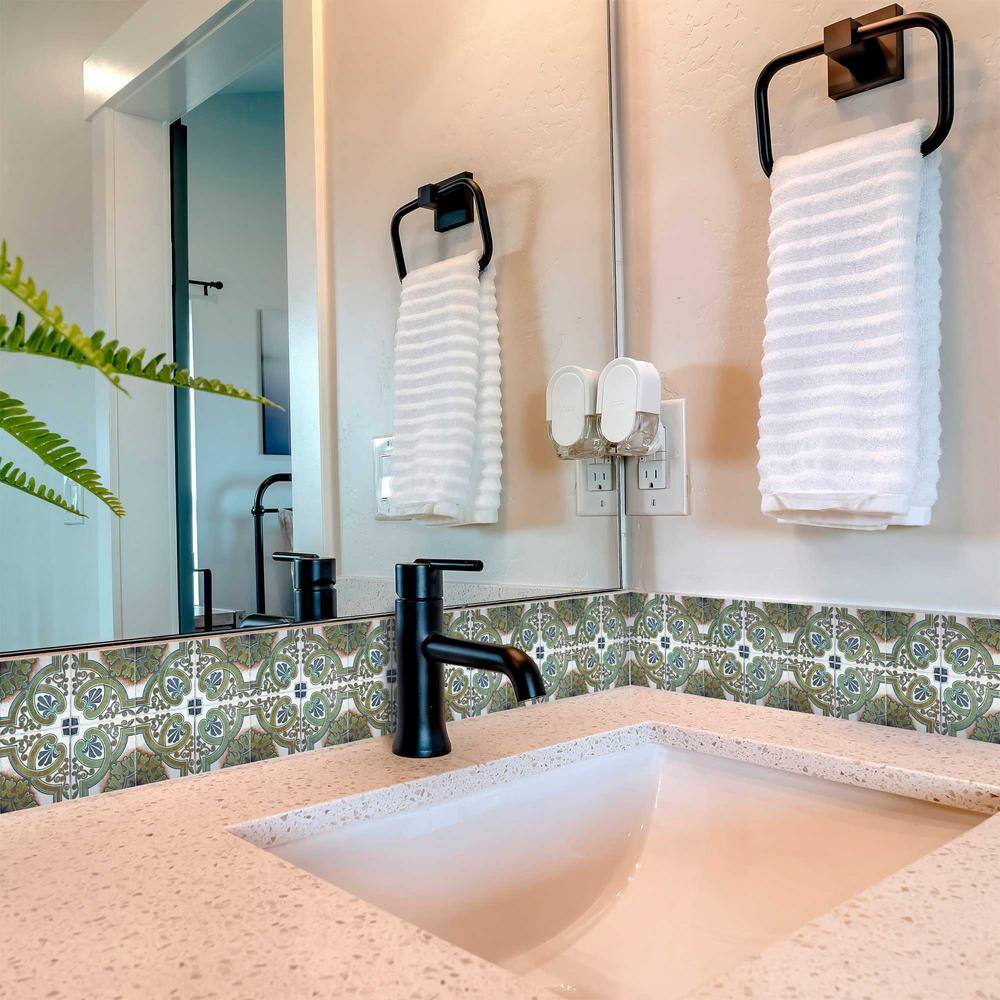 None Green/White H31 5 in. x 5 in.Vinyl Peel and Stick Tile (24 Tiles, 4.17 sq. ft./Pack)