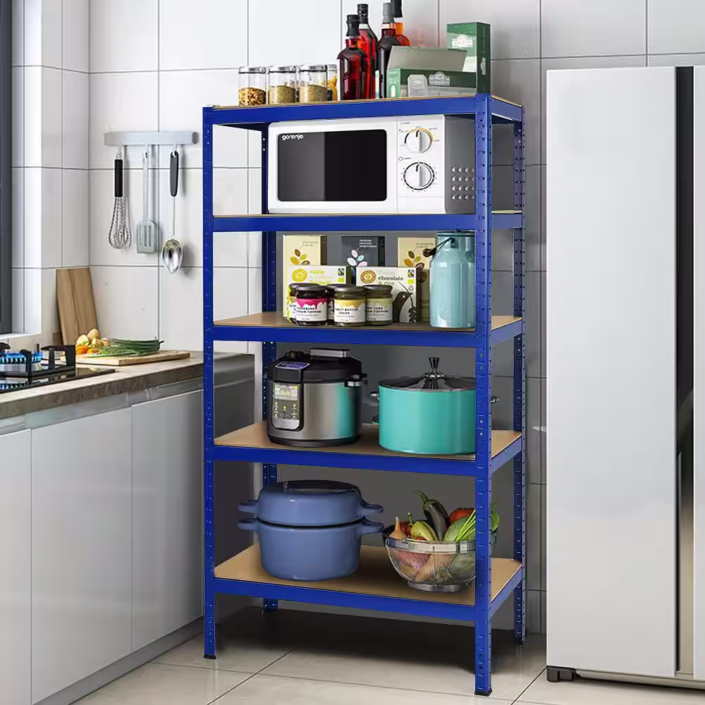 Costway 4-Piece 72 in. Navy Heavy Duty Steel 5 Level Garage Shelf Storage Adjustable Shelves