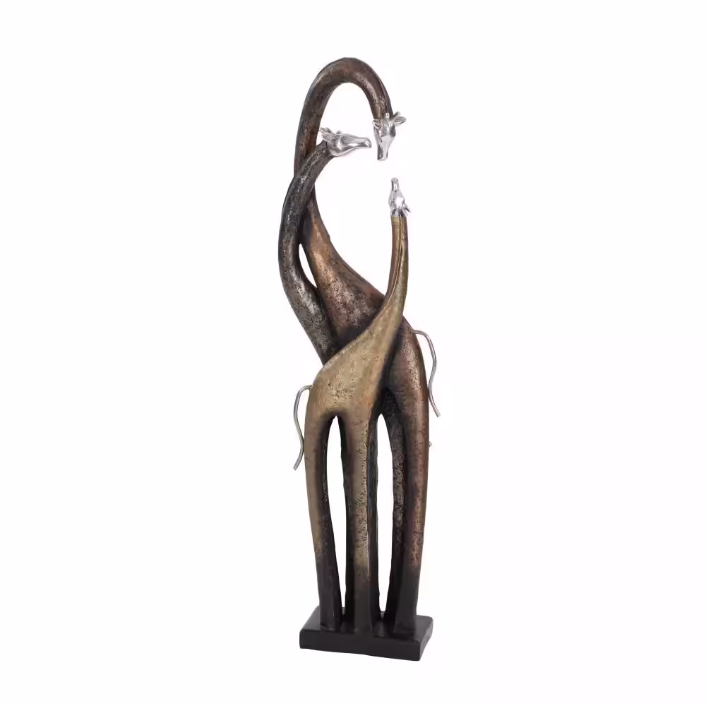 Litton Lane Brass Polystone Giraffe Sculpture