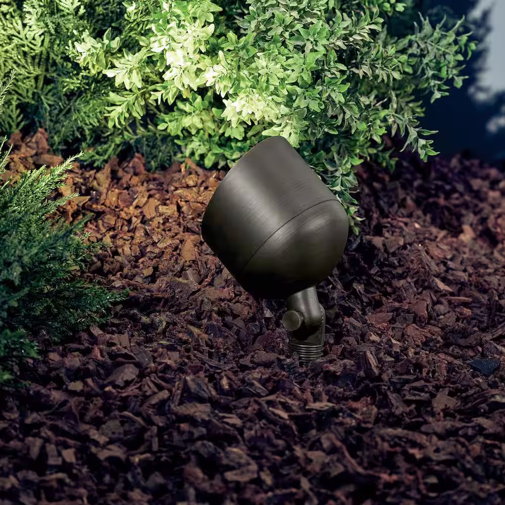 KICHLER Low Voltage Centennial Brass Hardwired Outdoor Weather Resistant Spotlight with No Bulbs Included