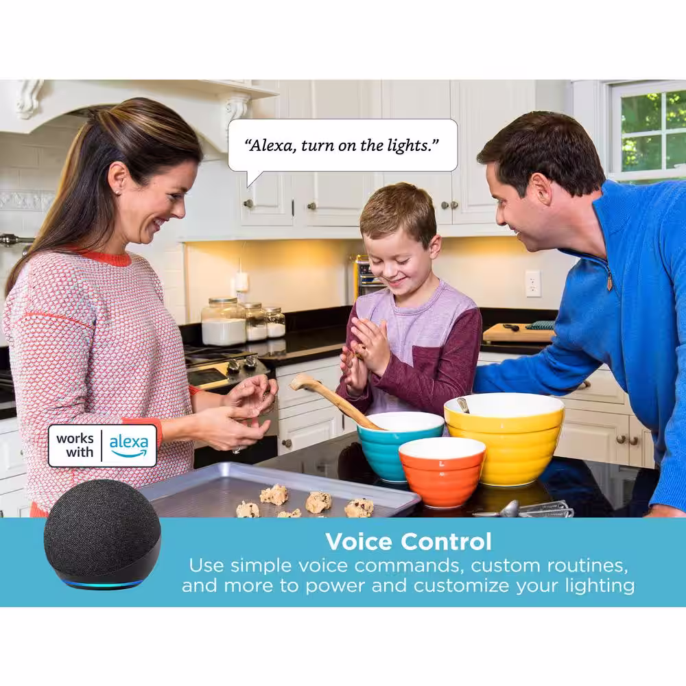 BLACK+DECKER 18 in. LED Voice-Enabled Smart Under Cabinet Lighting Kit, 1-Bar Adjustable White Light