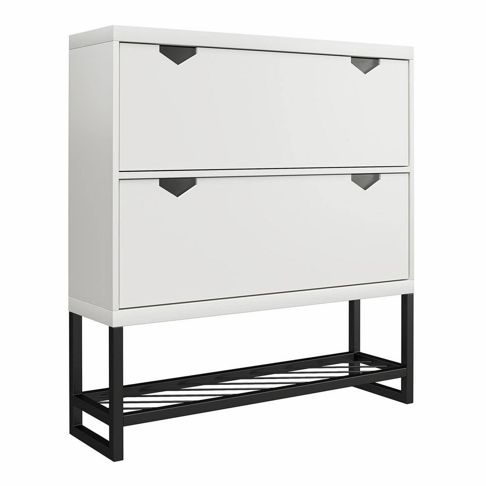 CosmoLiving by Cosmopolitan Brielle 43.23 in. H x 35.43 in. W White Shoe Storage Cabinet