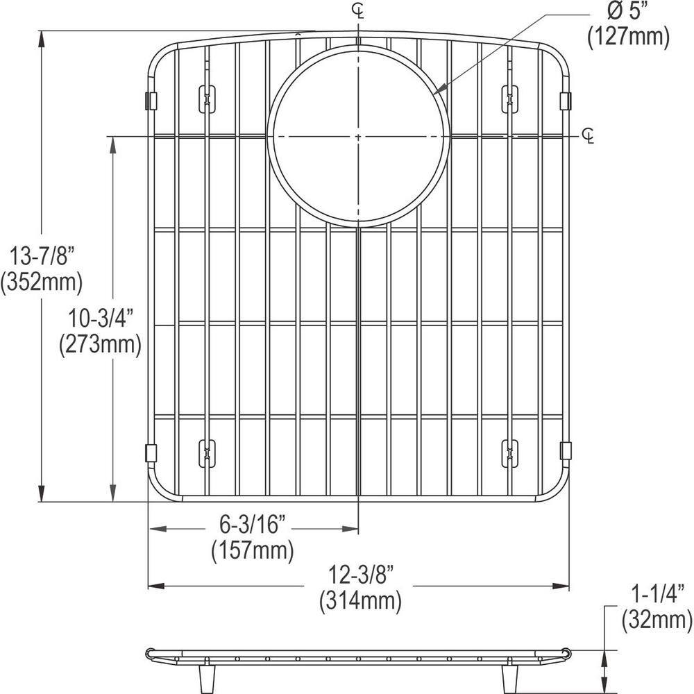 Elkay Quartz 12.75 in. x 14.5 in. Bottom Grid for Kitchen Sink in Stainless Steel