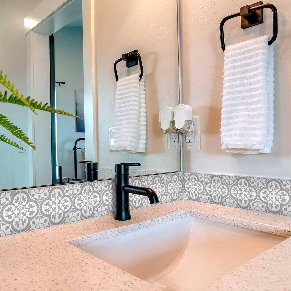 None Grey B78 4 in. x 4 in. Vinyl Peel and Stick Tile (24-Tiles, 2.67 sq. ft./Pack)