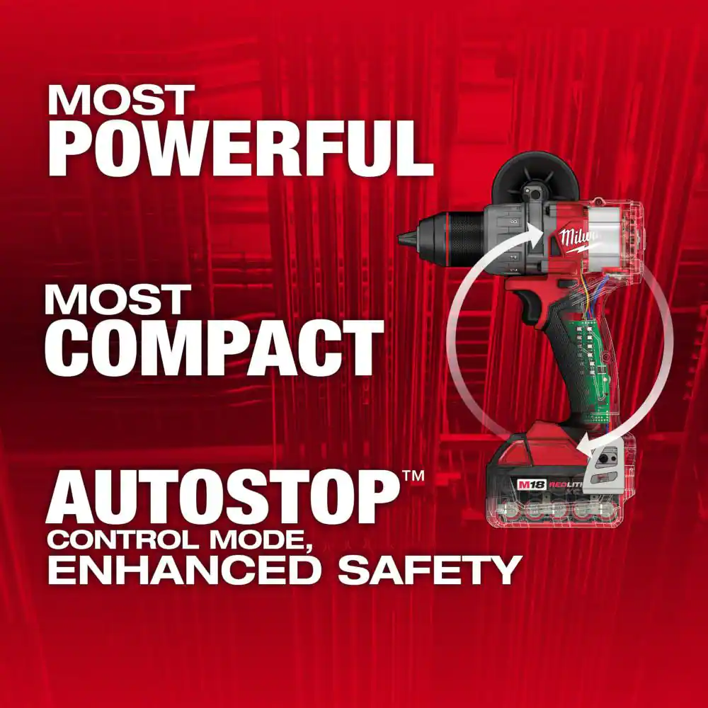 Milwaukee M18 FUEL 18V Lithium-Ion Brushless Cordless 1/2 in. Drill/Driver Kit W/(2) 5.0Ah Batteries, Charger, and Hard Case