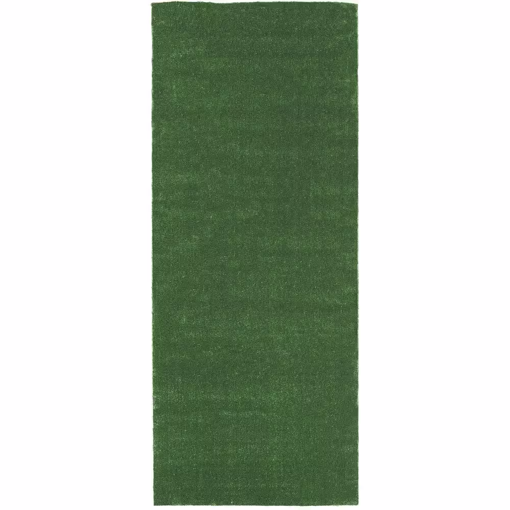 Sweet Home Stores Meadowland Collection Waterproof Solid Indoor/Outdoor 3 ft. x 7 ft. Green Artificial Grass Runner Rug