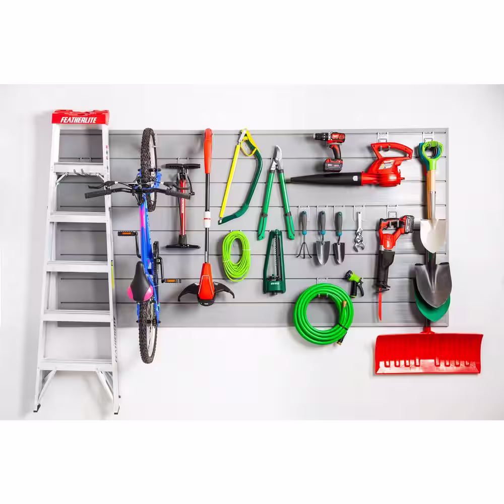 CROWNWALL Home 6 in. x 8 ft. x 4 ft. Heavy Duty PVC Slatwall Organizer Panel Set in Dove Grey