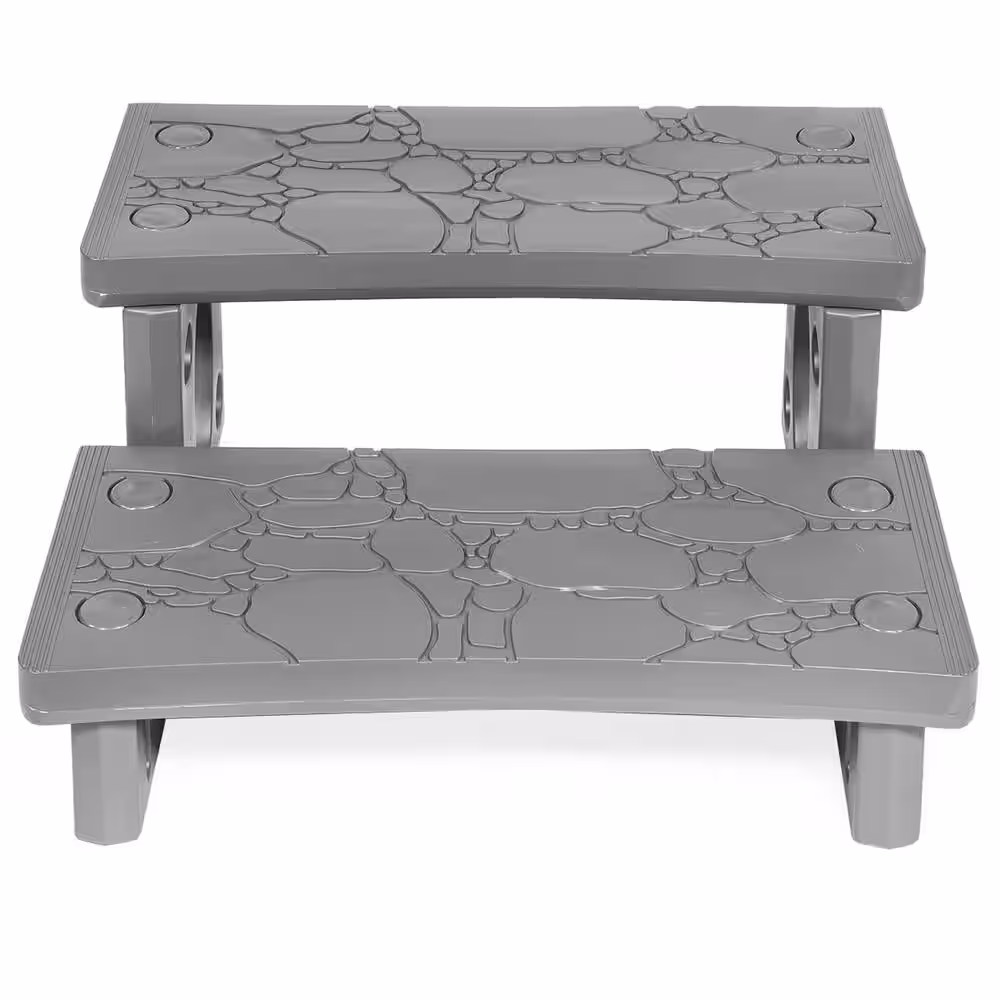XtremepowerUS 2-Step Spa Hot Tub and Pool Step Deck in Grey
