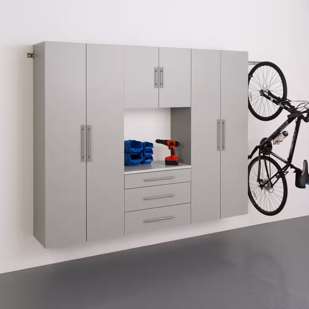 Prepac HangUps 4-Piece Composite Garage Storage System in Light Gray (90 in. W x 72 in. H x 16 in. D)