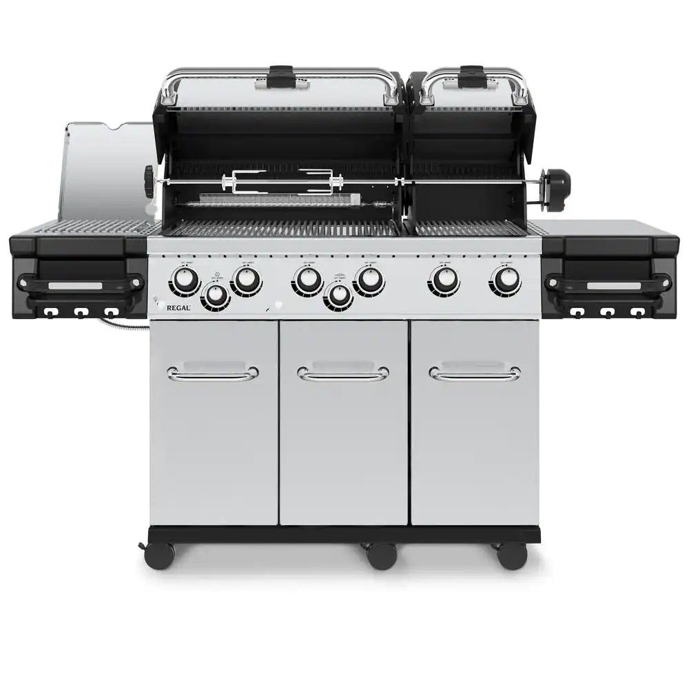Broil King Regal S 690 PRO IR 6-Burner Propane Gas Grill in Stainless Steel with Infrared Side Burner and Rear Rotisserie Burner