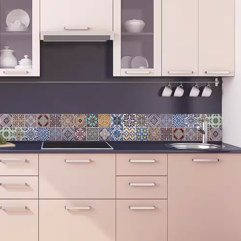 None Multi-Colored Semi-Gloss Azulejos Border Decal