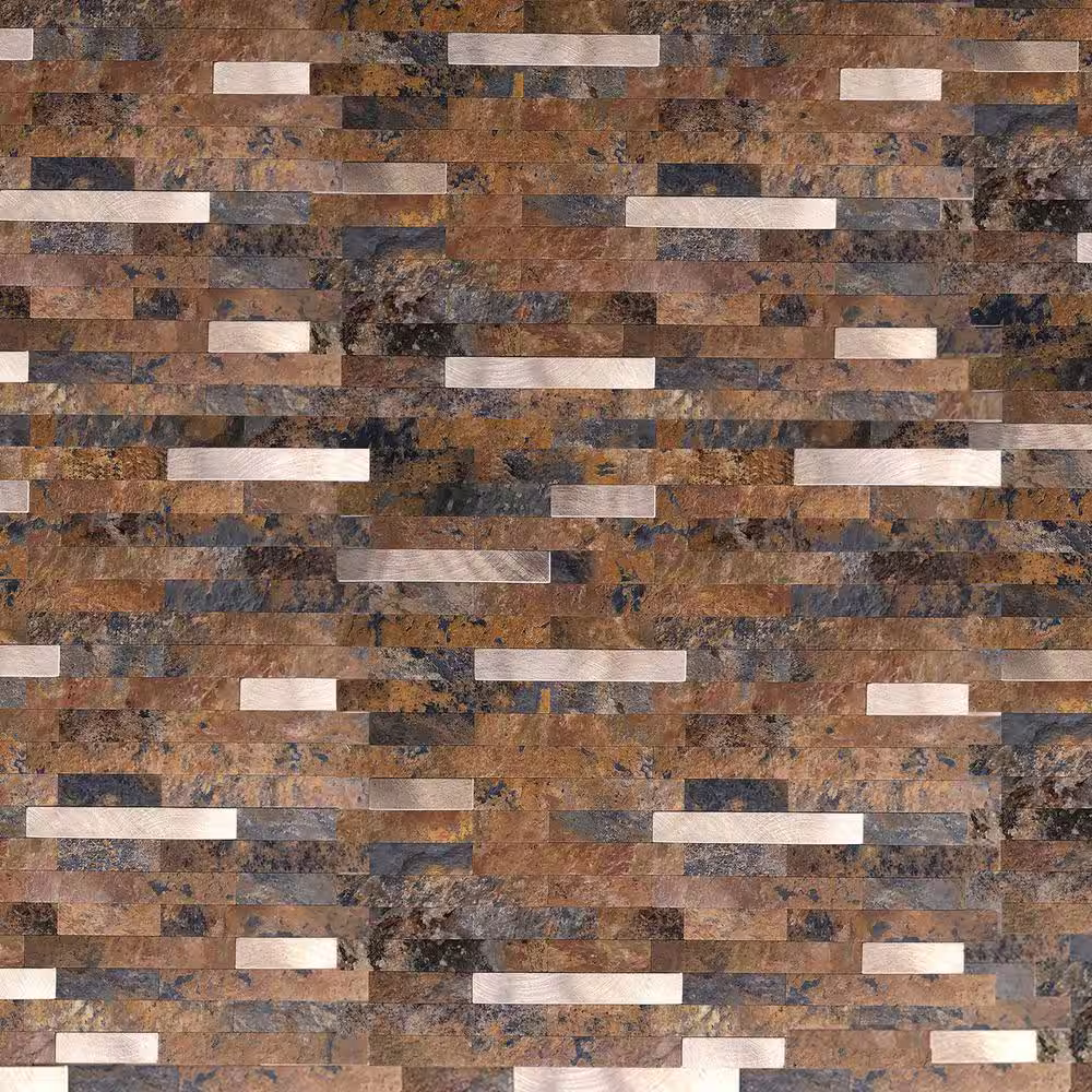 DIP Design Is Personal DIP Rust Slate Silver Tile 11.5 in. x 11.5 in. Self-Adhesive PVC Backsplash (10 pack)
