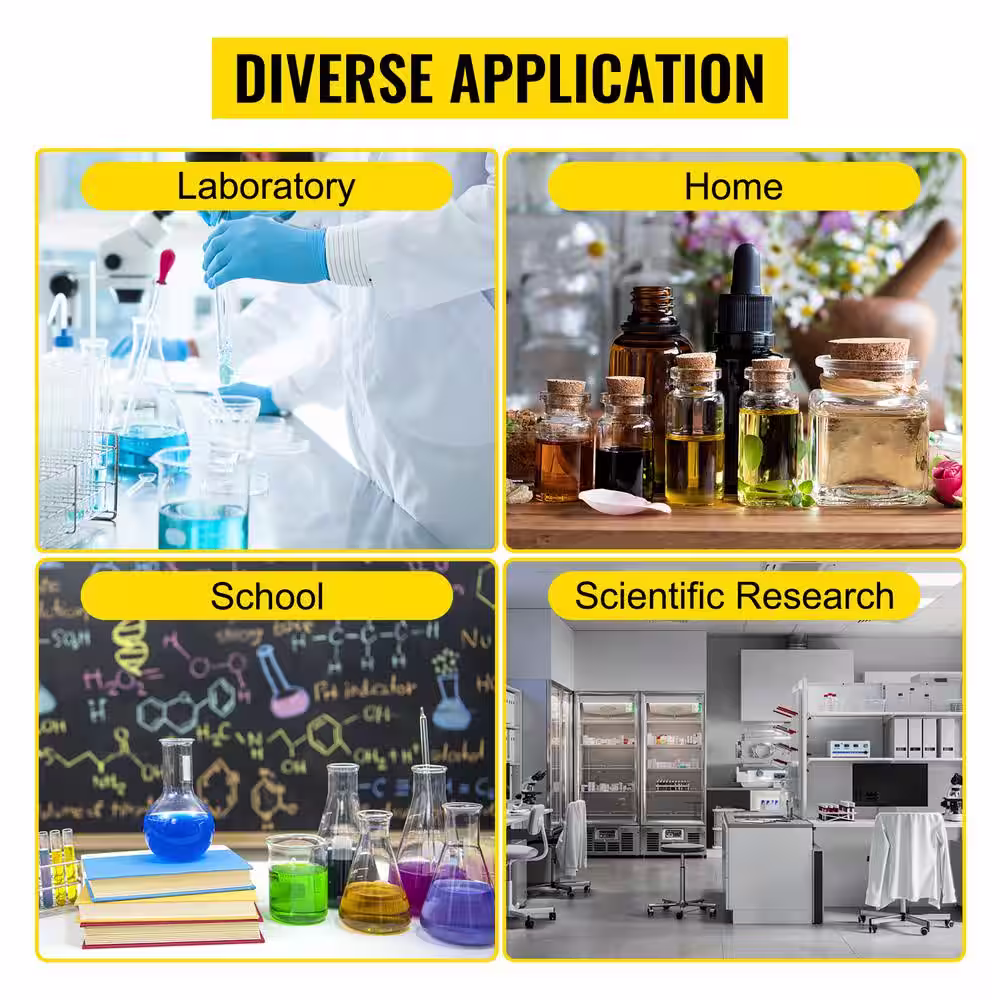 VEVOR 2.11 Qt. Lab Glassware Distillation Kit 24/40 Joints Oil Distiller Electronic Heating Stove for Research Centers