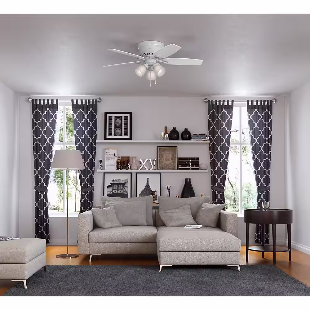 Hunter Hatherton 46 in. Indoor White Ceiling Fan with Light Kit